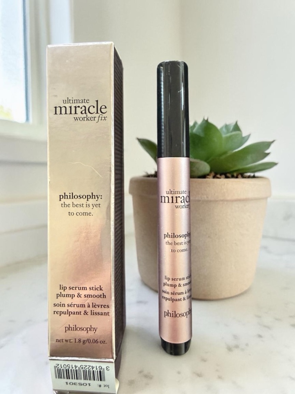 New in Box Ultimate miracle worker fix Philosophy Lip Serum Stick Plump & Smooth